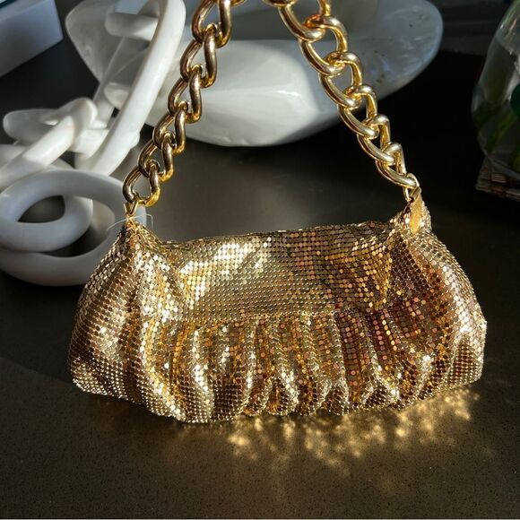 LA REGALE Vintage Gold Mesh Mini Evening Bag - Picture 8 of 9